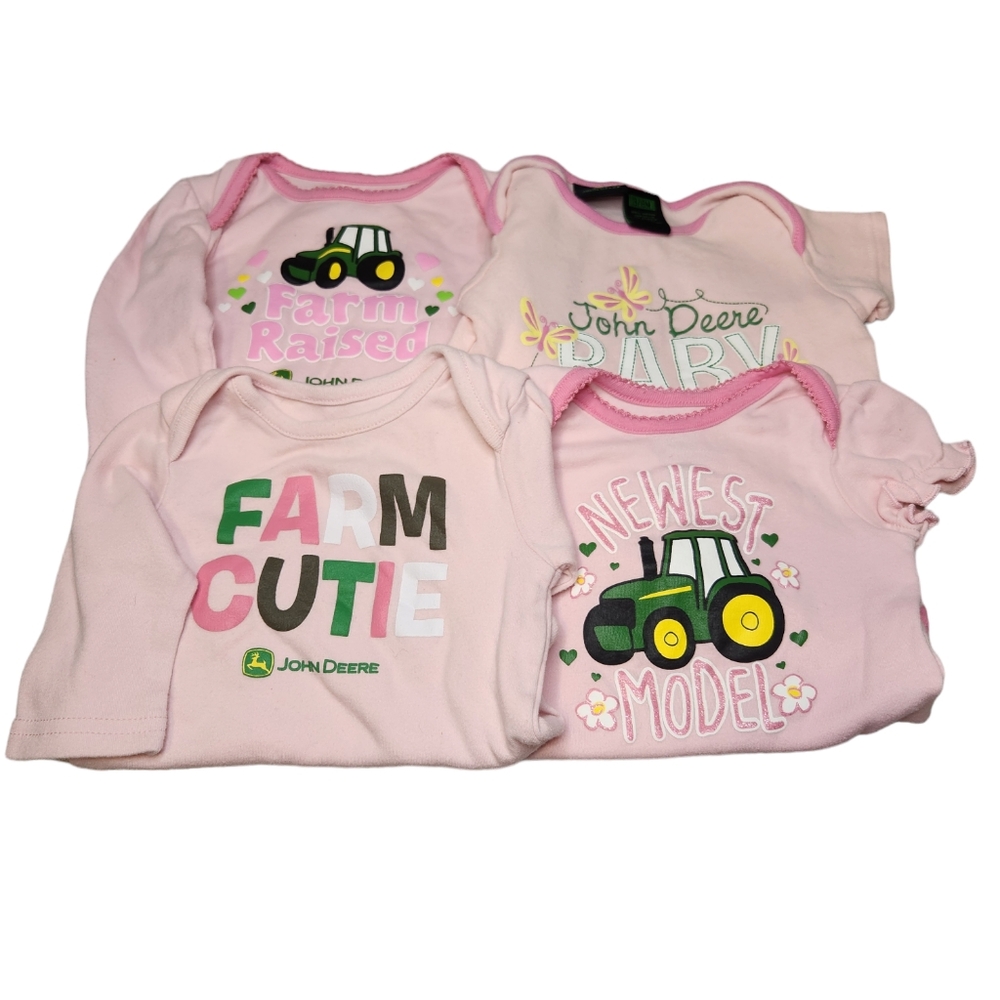 4 pink, 2 long-sleeved on the left, and 2 short-sleeved on the right